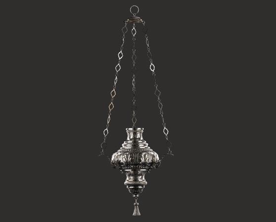 Lampada votiva in argento cesellato